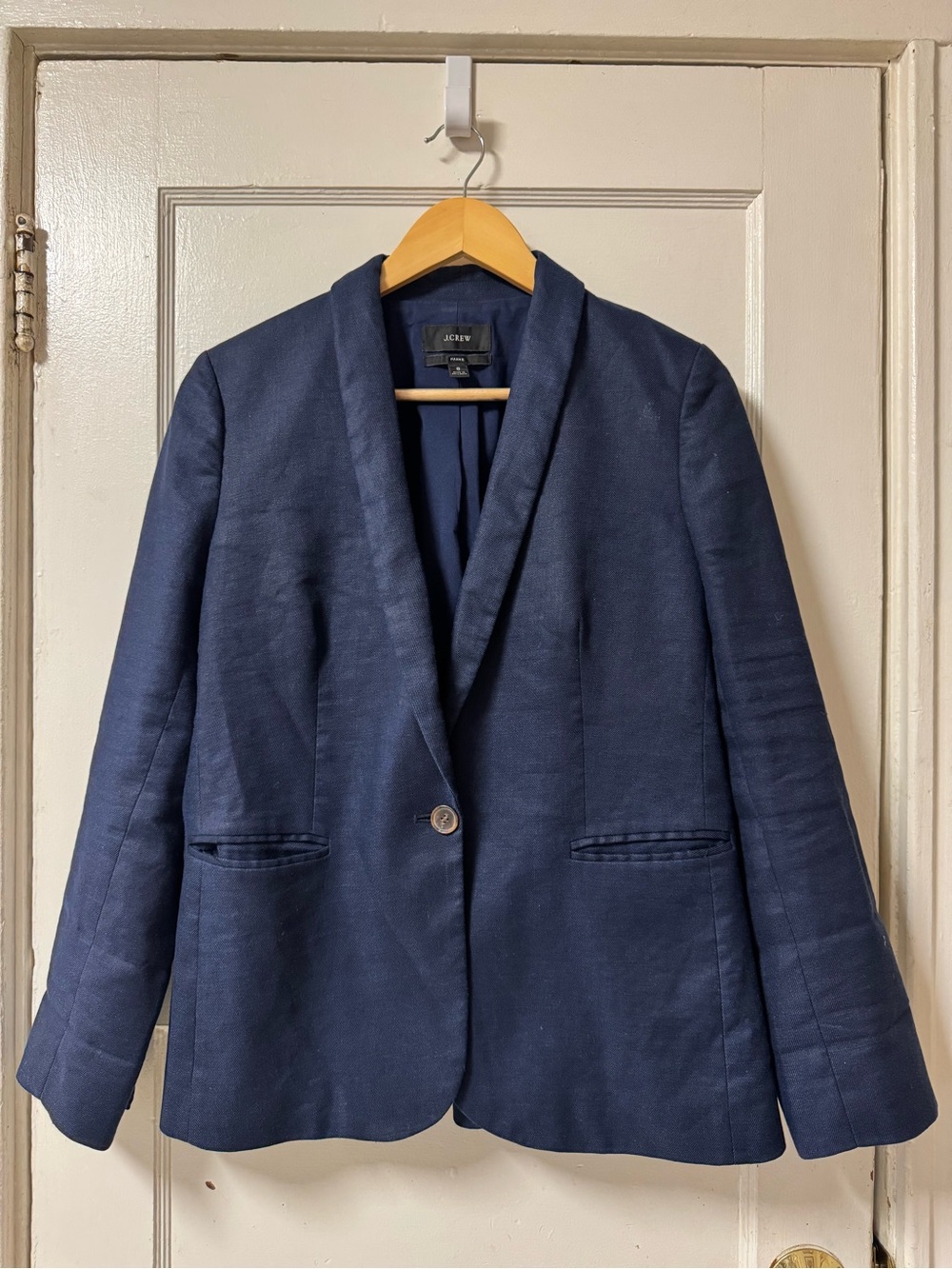 J. Crew Women's Parke Navy Linen Blend Single-Button Blazer Size 8